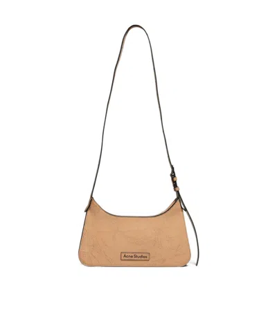 Acne Studios Logo Shoulder Bag In Nude