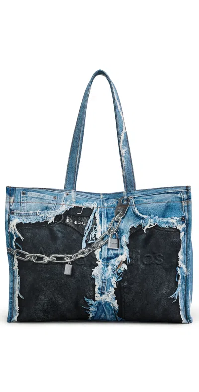 Acne Studios Women Denim Print Tote Bag In Multi