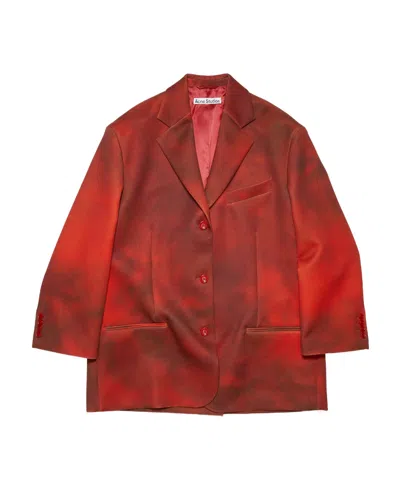 Acne Studios Logo Single-breasted Blazer In Red