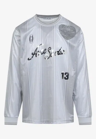 Acne Studios Logo Sports Long-sleeved Jersey T-shirt In Gray