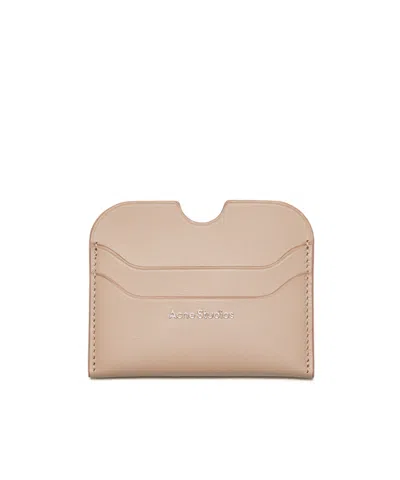 Acne Studios Logo-stamp Leather Cardholder In Brown