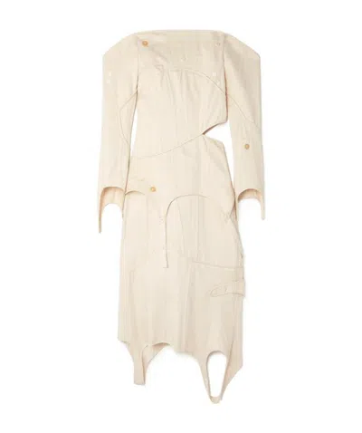 Acne Studios Logo Strapless Long-sleeved Mid-length Dress In Neutral