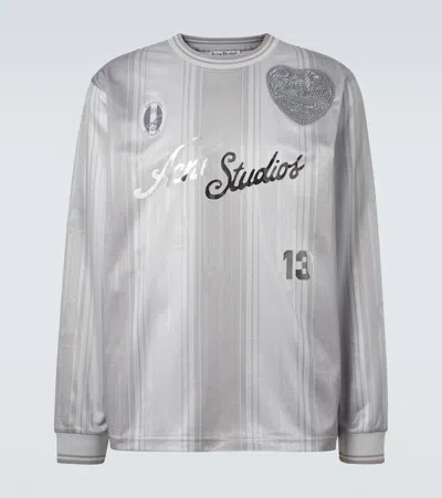 Acne Studios Logo Striped T-shirt In Gray