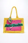Acne Studios Colour-block Raffia Tote Bag In Pink,yellow