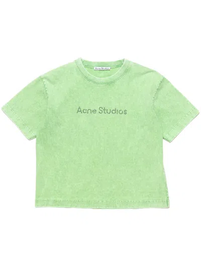 Acne Studios Logo-studded T-shirt In Green