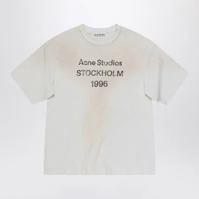 Acne Studios Relaxed Fit Stockholm 1996 Faded Logo T-shirts White In Gray