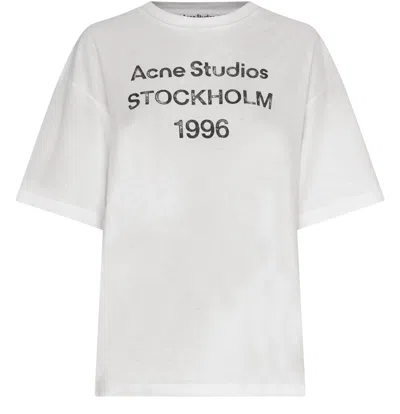 Acne Studios Women White Crewneck T-shirt And Logo Lettering Print On The Front In Cotton Woman