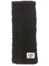 Acne Studios Logo-tag Faux-fur Scarf In Black