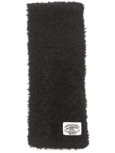 Acne Studios Logo-tag Faux-fur Scarf In Black