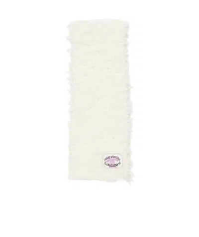 Acne Studios Logo-tag Faux-fur Scarf In White