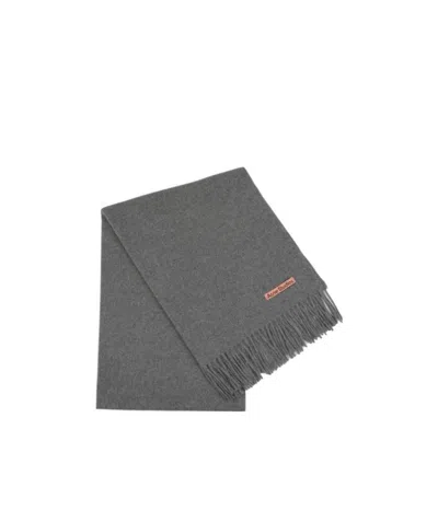 Acne Studios Logo-tag Frayed-edge Scarf In Gray