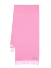 Acne Studios Logo-tag Frayed-edge Scarf In Pink