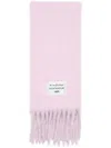 Acne Studios Logo-tag Fringed Scarf In Pink,lilac