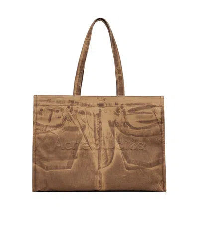Acne Studios Logo Tote Bag In Brown