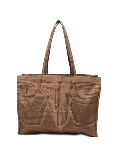 Acne Studios Logo Tote Bag In Brown