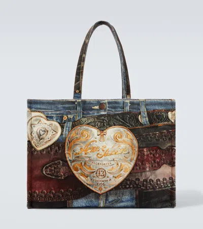 Acne Studios Logo Trompe L'ail Canvas Tote Bag