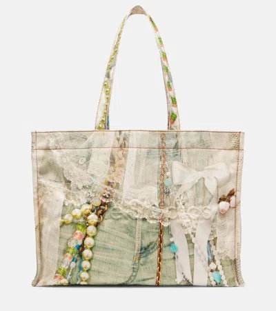 Acne Studios Logo Trompe L'oeil Canvas Tote Bag