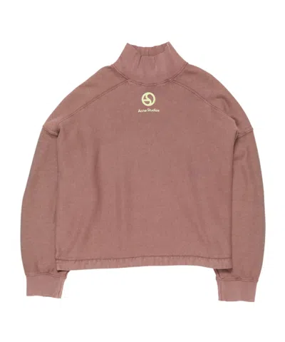 Acne Studios Logo Turtleneck Sweater In Brown