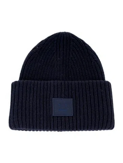 Pre-owned Acne Studios Logo Wool Beanie Hat In Blue