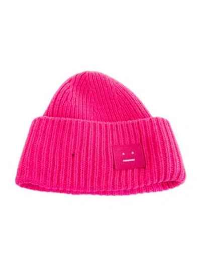 Pre-owned Acne Studios Logo Wool Beanie Hat In Pink