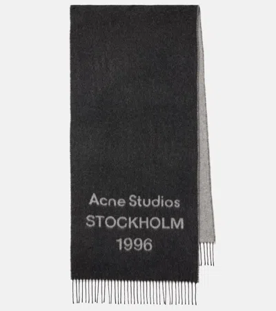 Acne Studios Logo Wool Scarf In Black