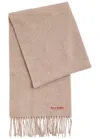 Acne Studios Logo Wool Scarf In Ecru