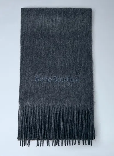 Acne Studios Logo Wool Scarf In Gray