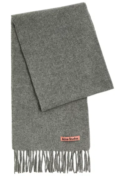 Acne Studios Logo Wool Scarf In Grey