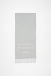 Acne Studios Logo Wool Scarf In Light Grey Melange,white