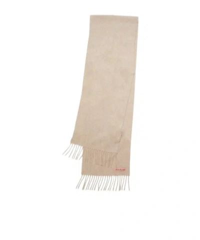 Acne Studios Logo Wool Scarf In Neutral