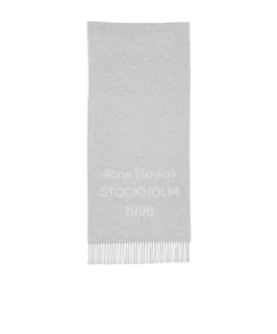 Acne Studios Logo Wool Scarf In White