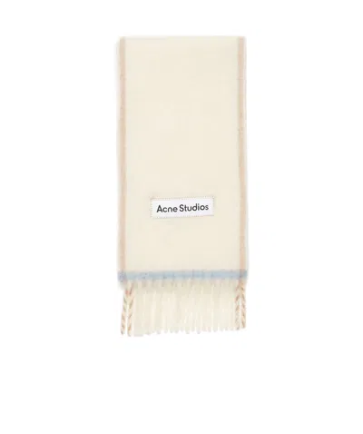 Acne Studios Logo Wool Scarf In White