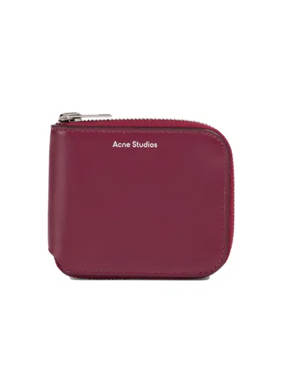 Acne Studios Logo Zip Around Wallet In White