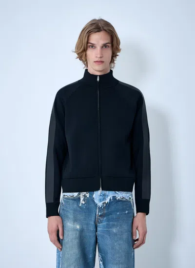 Acne Studios Logo Zip Cardigan In Blue