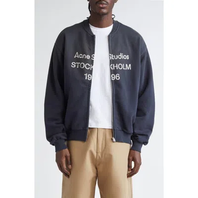 ACNE STUDIOS ACNE STUDIOS LOGO ZIP FRONT COTTON BLEND SWEATSHIRT