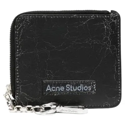 Acne Studios Logo Zip Leather Wallet In Black