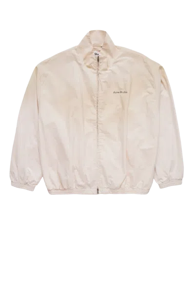 Acne Studios Logo Zipper Jacket Dusty White In Neutral
