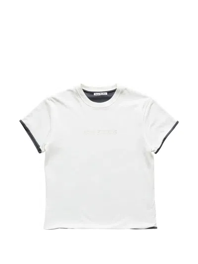 Acne Studios Logo-embroidered Contrast-trim T-shirt In White