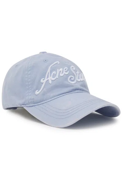 Acne Studios Logo-embroidered Cotton Cap In Blue