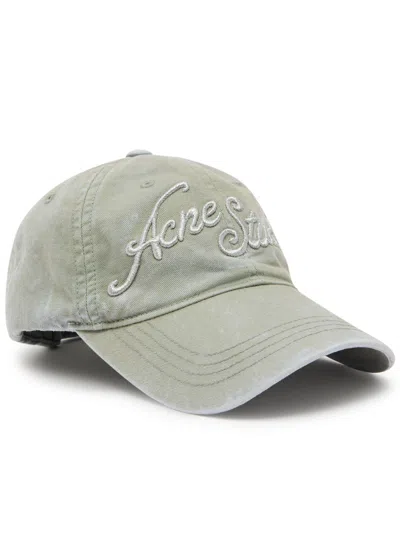 Acne Studios Logo-embroidered Cotton Cap In Gray