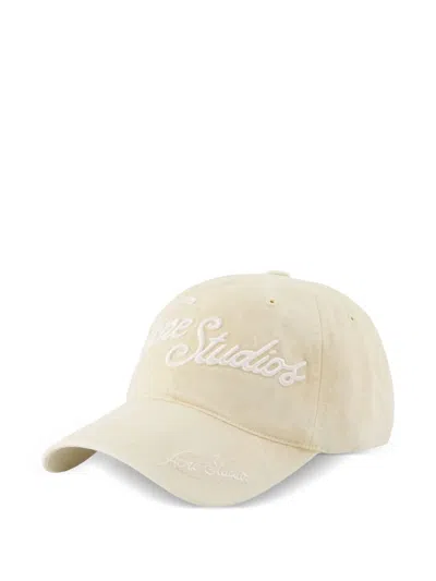 Acne Studios Logo-embroidered Cotton Cap In Neutrals