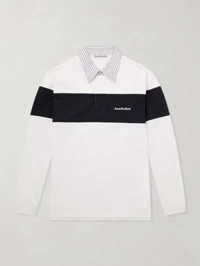 Acne Studios Polo Sweatshirt Cotton Jersey Relaxed Fit In White