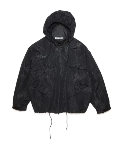 Acne Studios Logo-embroidered Hooded Jacket In Black