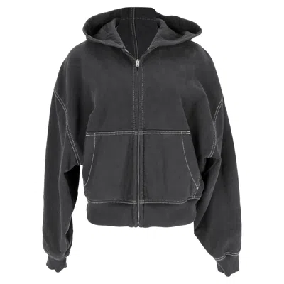 Acne Studios Logo-embroidered Hooded Sweatshirt In Grey Cotton In Gray