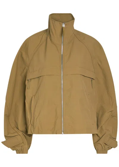 Acne Studios Logo-embroidered Poplin Jacket In Brown