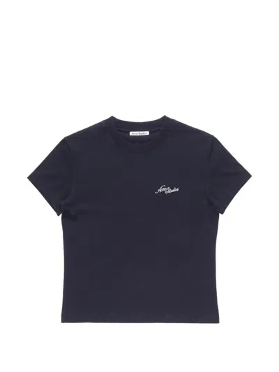 Acne Studios Logo-embroidered T-shirt In Blue