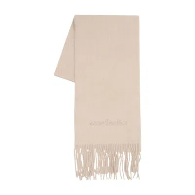 Acne Studios Logo-embroidered Wool Scarf In Brown