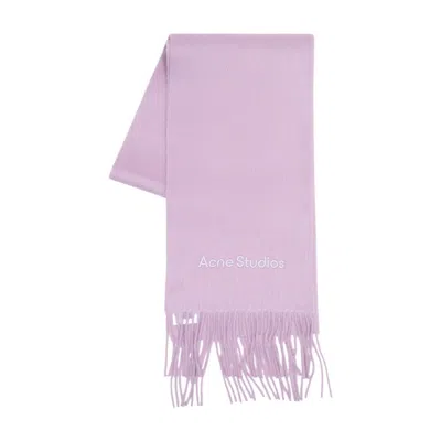 Acne Studios Logo-embroidered Wool Scarf In Purple