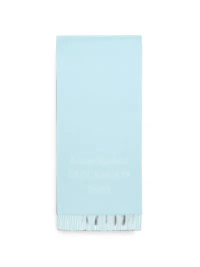 Acne Studios Logo-intarsia Fringed Scarf In Blue