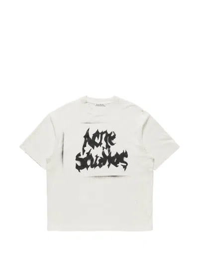 Acne Studios Logo-print Distressed T-shirt In White